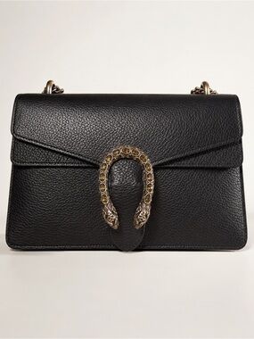 Gucci Dionysus Small Black Leather Crystal Tiger Head Shoulder Bag